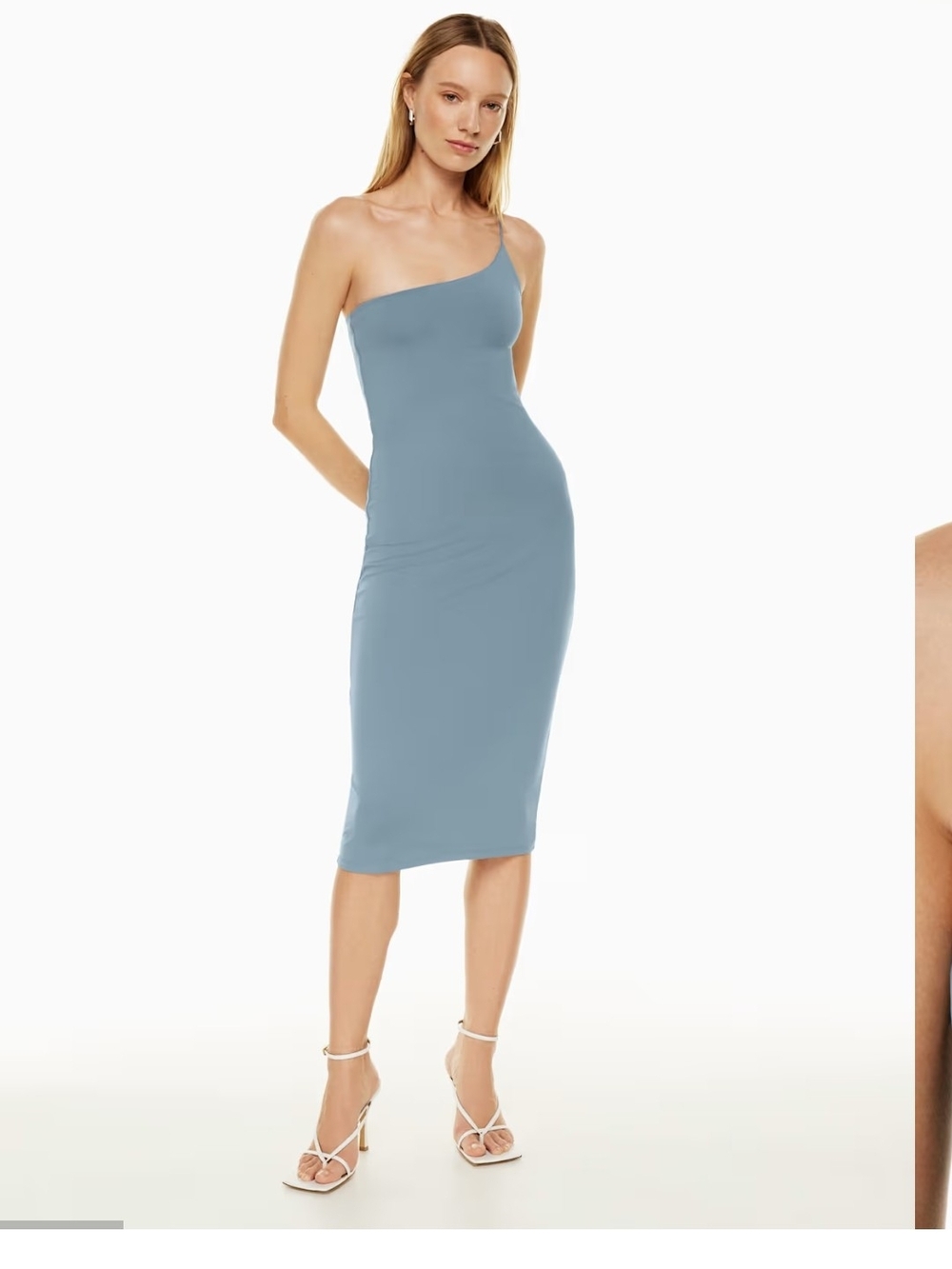 Babaton One-Shoulder Midi Dress in Dusty Blue